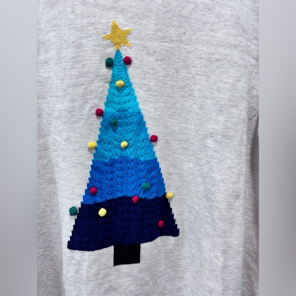 Lands' End Beige Sweater with Festive Tree Design - Picture 3 of 10